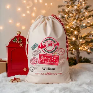 Express Delivery Merry Christmas Sack Personalized Santa Mail Gift Bag North Pole Holiday Sack