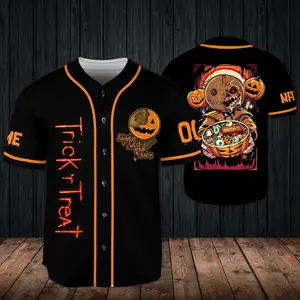 Custom Sam Trick Or Treat Halloween Baseball Jersey – Personalized Name Shirt, Soft Fabric, Feels Great All Day, Classic