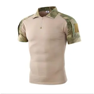 Men's Tactical Military Shirts 1/4 Zip Short Sleeve Slim Fit Camo Shirt