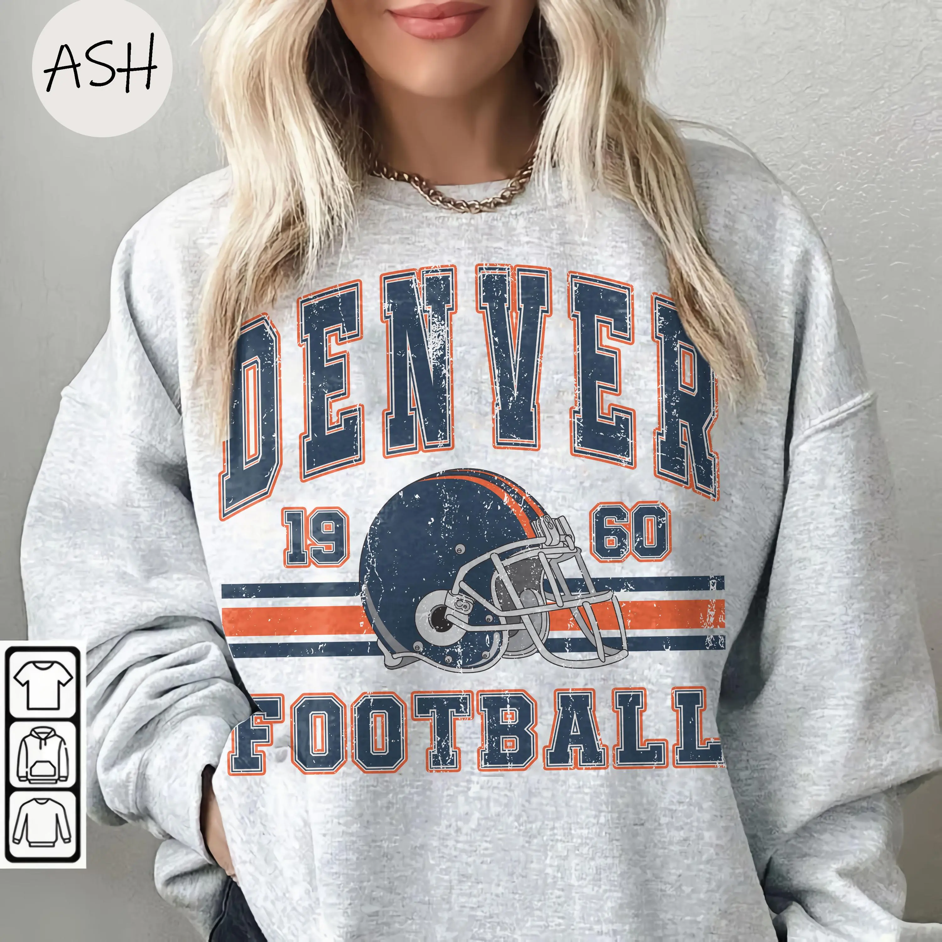 [SALE UP TO 45%] Vintage 90s Style Denver Football Sweatshirt, Game Day Shirt, Denver Team Football Shirt