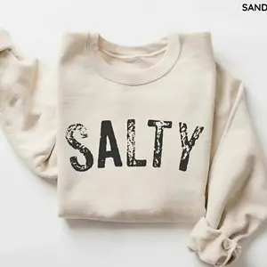 Salty Sweatshirt, Retro Summer Beach Crewneck Sweatshirt, Women Favorite Top, Apparel, Today Sweater, Women's Outfits, Top Favourite Sweater