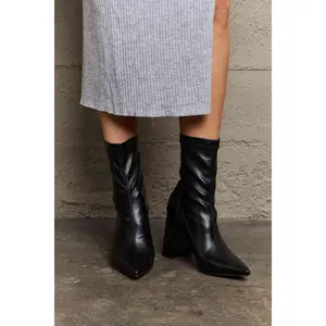 Weeboo Stacy Block Heel Sock Boots
