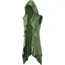 Runcati Men's Stylish Sleeveless Hooded Knit Cardigan - Casual Fitted Stretch Cotton, Ruffle Shawl Collar, Open Front Draped Robe Top, Durable Hemmed, All Seasons Festival Parades Menswear Cape