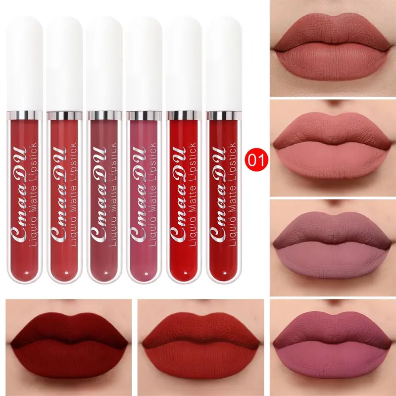 Long-Lasting Matte Liquid Lipstick Set (6 pcs), Moisturizing Hydrating Non-Stick Cup Lip Gloss Lip Product for All-Occasion Lip Makeup