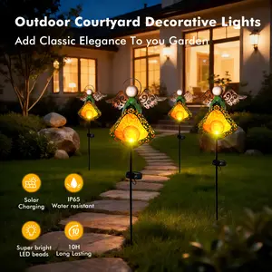 Solar Outdoor Lights Angel style Elegant Solar Pathway Lights Aesthetic Easy Installation OutdoorLights,Decorative,Rechargeable,solar lights,lights,light,summergarden Outdoor Decor for Lawn Patio Solar Post Light