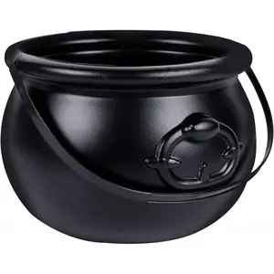 7.4" Plastic Cauldron Kettle with Handle, Punch Bowl for Parties and Halloween Decor, Perfect for Parades and Easter Egg Hunts