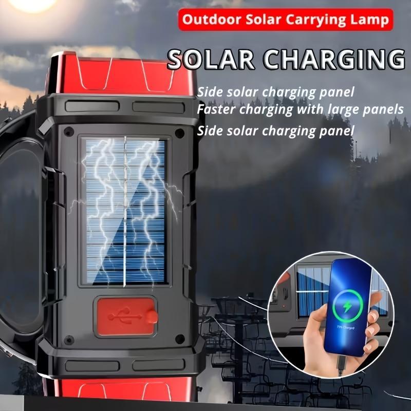 Solar Rechargeable Flashlight & Lantern with Phone Charger, 4-Head Super Bright, USB/Solar Dual Charging, Multi-Mode Emergency Light for Camping, Hurricane, Power Outage, Hiking, Fishing, Dog Walking, Outdoor & More Solar Rechargeable Flashlight & Lantern with Phone Charger, 4-Head Super Bright, USB/Solar Dual Charging, Multi-Mode Emergency Light for Camping, Hurricane, Power Outage, Hiking, Fishing, Dog Walking, Outdoor & More
