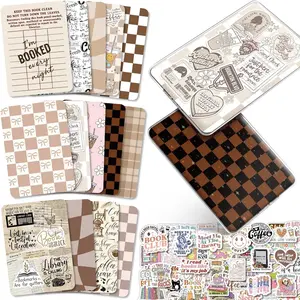 Home Furnishings14PCS Inserts Cardstock For Kindle Paperwhite 11-12Th And Kindle Colorsoft Signature Edition,50PCS Stickers & E-Reader Inserts For Kindle Paperwhite Accessories For Kindle Clear Case 6.9"X4.8", Coffee