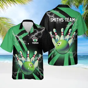 Personalized Bowling Hawaiian Shirt, Custom Button Down Shirt, Bowling Team Shirt, Bowler Shirts, Retro Bowling Shirt Custom, Bowling Gifts