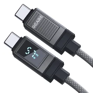 GEARit 100W USB C to USB C Cable, Fast Charging Cord with Digital Display, Braided Charger for iPhone 16/15, MacBook, iPad Pro, Samsung, 3.3ft Grey GEARit 100W USB C to USB C Cable, Fast Charging Cord with Digital Display, Braided Charger for iPhone 16/15, MacBook, iPad Pro, Samsung, 3.3ft Grey