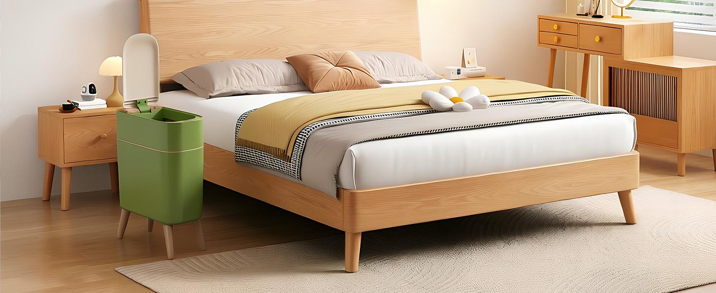 Pukomc Motion Sensor Trash Can with Lid Touchless Waterproof Garbage Bins for Kitchen Bathroom Bedroom Living Room Office Outdoor Black Automatic Dustbin with Wave Stripes and Pop-up Lid