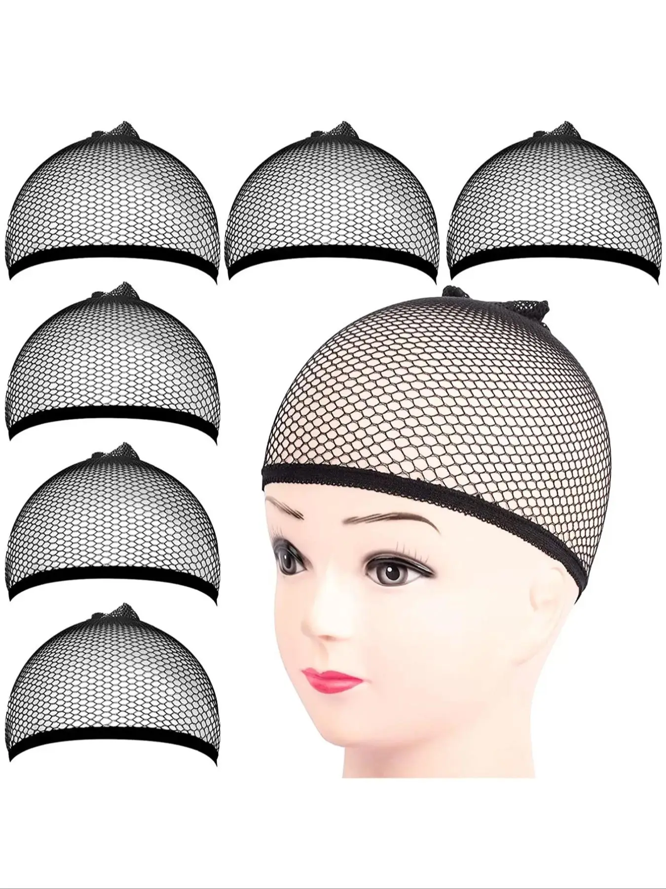 6pcs Women's Two-end High Elastic Wig Special Net Cover Net Cap for Women & Men, Hair Salon Accessories Perfect to Wear it under Wig , Great for Sew I