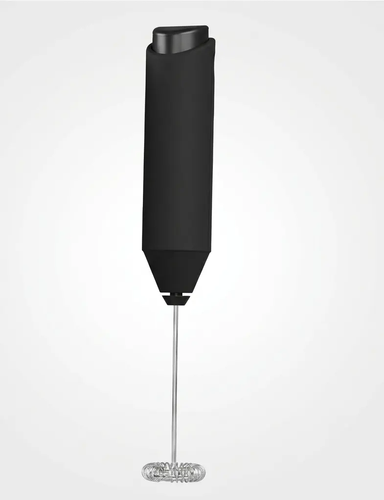 Milk Frother Wand – Powerful Mini Handheld Coffee Frother, Battery Powered Stainless Steel Whisk Drink Mixer for Lattes, Cappuccino & Matcha – Barista Coffee Gadget Gift (Black)