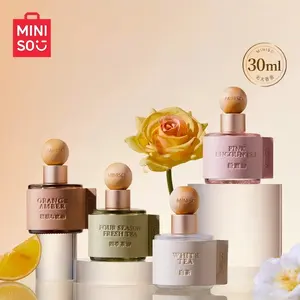 MINISO Quartet Floating Car Diffuser - 30 mL Flameless Air Freshener with Elegant Wooden Ball Design & Long-Lasting Fragrance for 4-5 Weeks