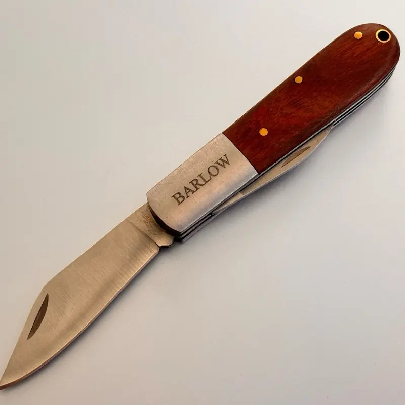 RRE Barlow Vintage Retro Pocket Knife 2 Blades Sharp Stainless Steel 3.5” with Wood Handle