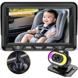Baby Car Camera HD 1080P-150° Wide Angle, Night Vision, Adjustable View, LED Lights, Easy Installation, Infant Safety, Rear Seat Monitoring For Car Travel