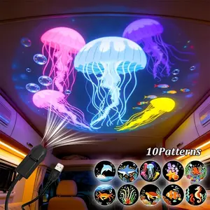 10pc Pattern LED Projector Night Light, Portable Creative Environment Decor, Ocean Life Projection, Suitable for Walls Floors Ceilings, Birthday Gift