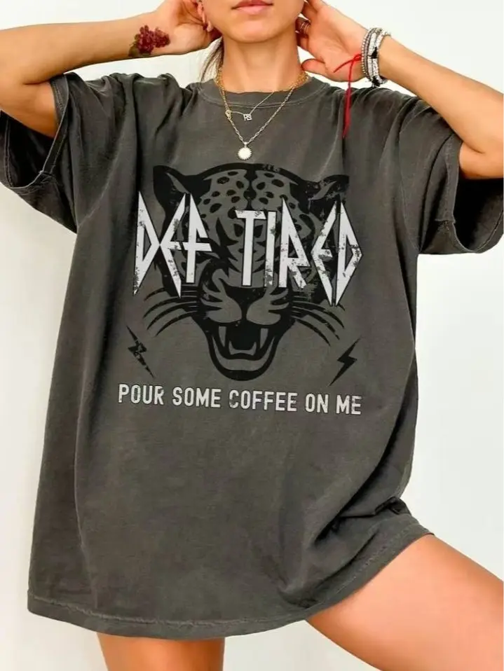 Retro Def Tired Tshirt, Coffee Graphic Tee, Coffee Love Shirt, Def Tired Tee, Coffee Sweatshirt, Mama T-Shirt Top Womenswear Summer Streetwear