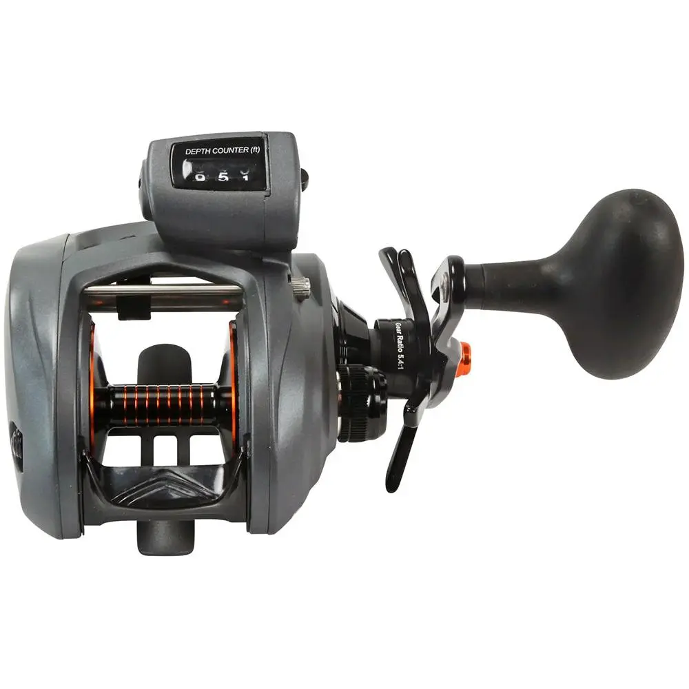 Okuma Coldwater A Linecounter Low Profile Baitcasting Reels - Aluminum Build, Powerful Carbonite Drag, Left/Right Hand Convertible for Salmon Fishing, Balanced Arms