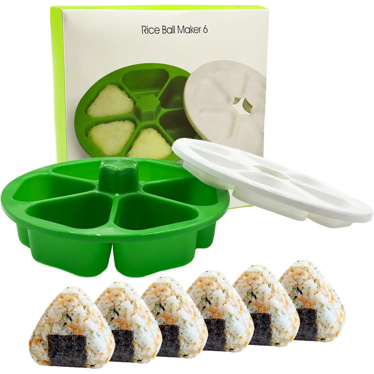 Onigiri Mold Triangle Rice Ball Mold Once Quickly Make 6 count Triangle Onigiri, Multifunctional Onigiri Mold for Making and Storing Sushi