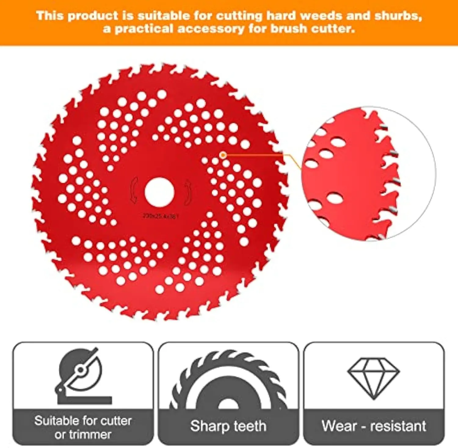 2 Pack 9" x36T Carbide Tip Brush Cutter Blades Weed Eater Blades for Brush Cutter, Trimmer, Weed Eater, Compatible with Husqvarna, Stihl, Fsx, and More HK Brand