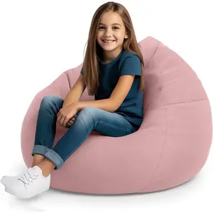 Bean bag storage chair cover for stuffed animals—for kids, teens, and adults; no filler included; soft, washable premium corduroy plush toy organizer; comfortable clutter storage with premium zipper; medium size