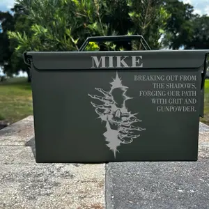 Custom Engraved Ammo Can 50 Cal – Personalized Gift for Him, Veterans, Hunters, or Collectors