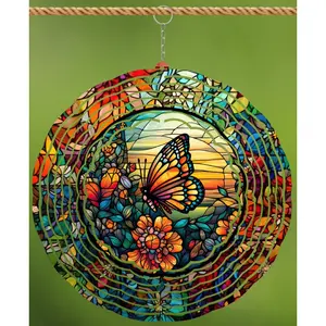Stained Glass Butterfly Wind Spinner