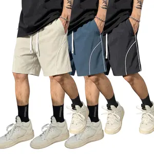 3 packs Men's Plain Solid Color Drawstring Pocket Shorts, Mens Clothing, beach vacationoutfit Athleisure Casual Elastic Waist Pockets Shorts for Summer Breathable Men's Athletic Bottoms for Daily Wear,Summer Shorts SpringStatements Black
