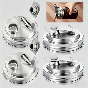 2-Pack Mason Jar Pour Spout Lids - Fits Wide-Mouth Mason Jars - Rust-Proof, Leak-Proof Sealing Lids - Ideal for Homemade Tea, Milk, and Juices - Sealing Conversion Caps