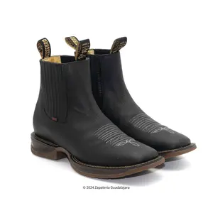 Daydo Rhino Black Square toe rubber sole leather boot