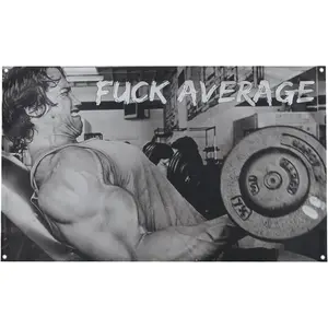 - Arnold Schwarzenegger Fuck Average Motivational Inspirational Office Gym Dorm Wall Decor Design on a 3X5 Feet Flag for Easy Hanging.Authentic BANGER FLAGtapestry gifts for boyfriendwall decor flags