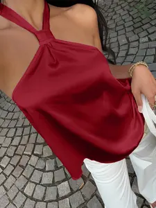 Women's Spring & Summer Sleek Fitted Halter Neck Top, Casual & Versatile Style, Ideal for Vacations, Outings, Casual Gatherings, Parties & Other Occasions