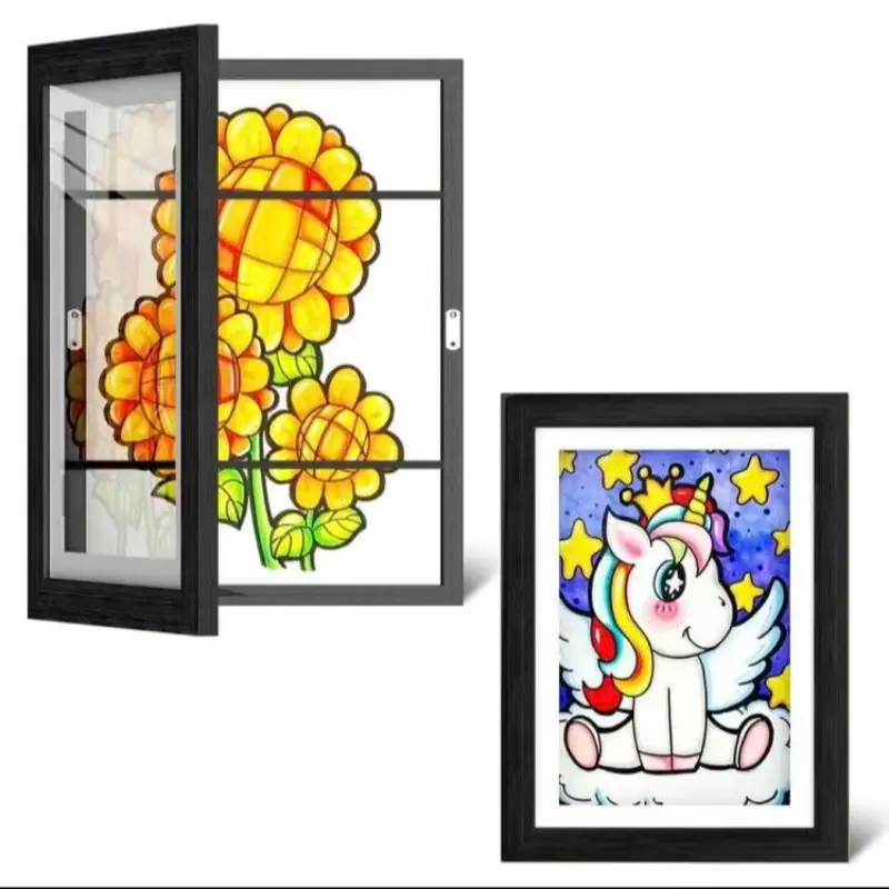 Magnetic Picture Frame, Creative Children Art Display Case, Front Open Replaceable Photo Frame, Magnetic Photo Frames, Artwork, Home Decor, Framed Decor, Holiday Gifts