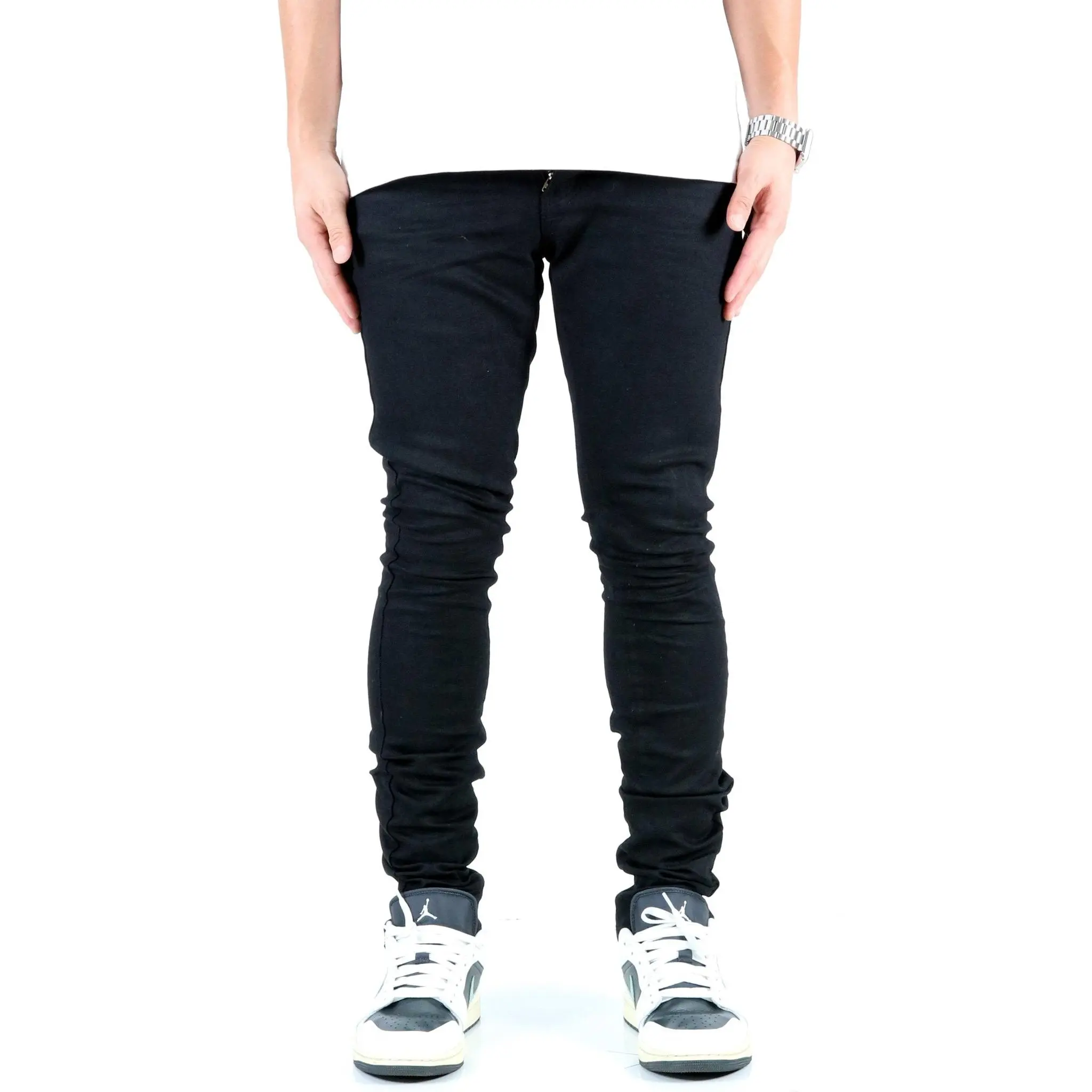 ALAN Men's Premium Wax Coated Skinny Denim Pants