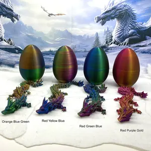 Dragon with Dragon Egg, Articulated Crystal Dragon with Egg, Fidget Toy for Autism ADHD - 3D Printed Dragon, Cinder Wing Dragon Gift Idea-D001-S5