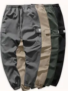 Men’s American-Style Multi-Pack Cargo Joggers  Ankle-Length, Multi-Pocket Casual Pants for Spring/Autumn, Loose Streetwear Style, Versatile Sports Pants for All Seasons