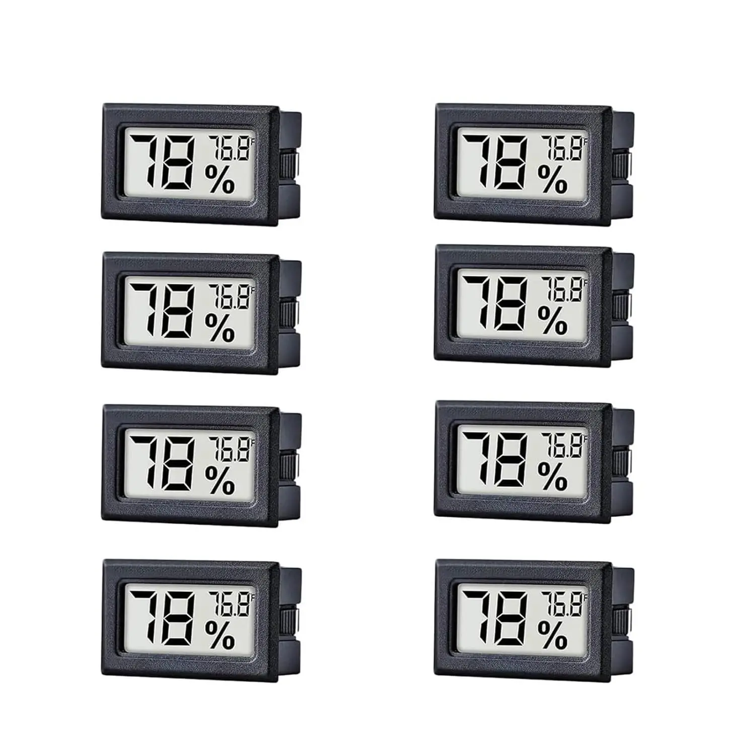 8 Pack Mini Indoor Temperature Humidity Meter Gauge Thermometer Hygrometer LCD Display Fahrenheit (?) for Humidors Greenhouse Garden Cellar Jars Closet