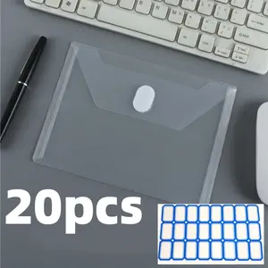 20 Pack Plastic Envelopes with Button Closure, Clear Document Folders with Label Stickers, A4 Size Poly Envelopes for School, Office and Home Organization tiktokshopspringglowup