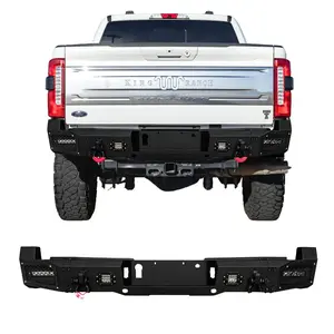 TIOYAR Steel Rear Bumper Black Texture for 2023-2025 Ford F-250 Super Duty F-350 Super Duty with LED Lights 2 x D-Rings Off-Road Performance