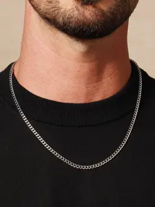 Men's Simple Stainless Steel Cuban Chain Necklace, Hip Hop Punk Style Jewelry, Casual Daily Accessory, Perfect Gift Choice, Cuban Link Necklace