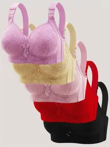 Women's Leaf Lace Bralette, Adjustable Strap Wireless Bra, Bra Pack, Soft Comfy Breathable Elegant Lingerie for All Seasons