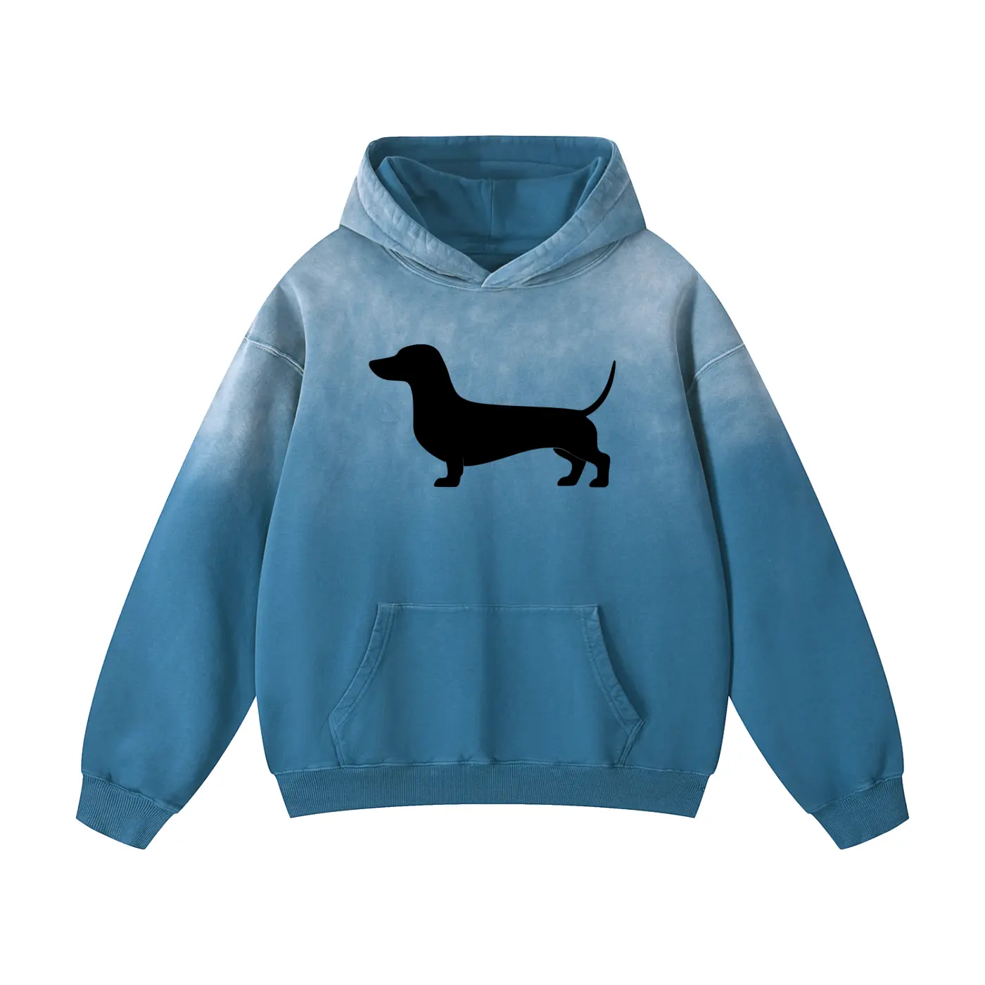 Dachshund Silhouette, Unisex, Heavyweight Sun-fade Oversized Hoodie
