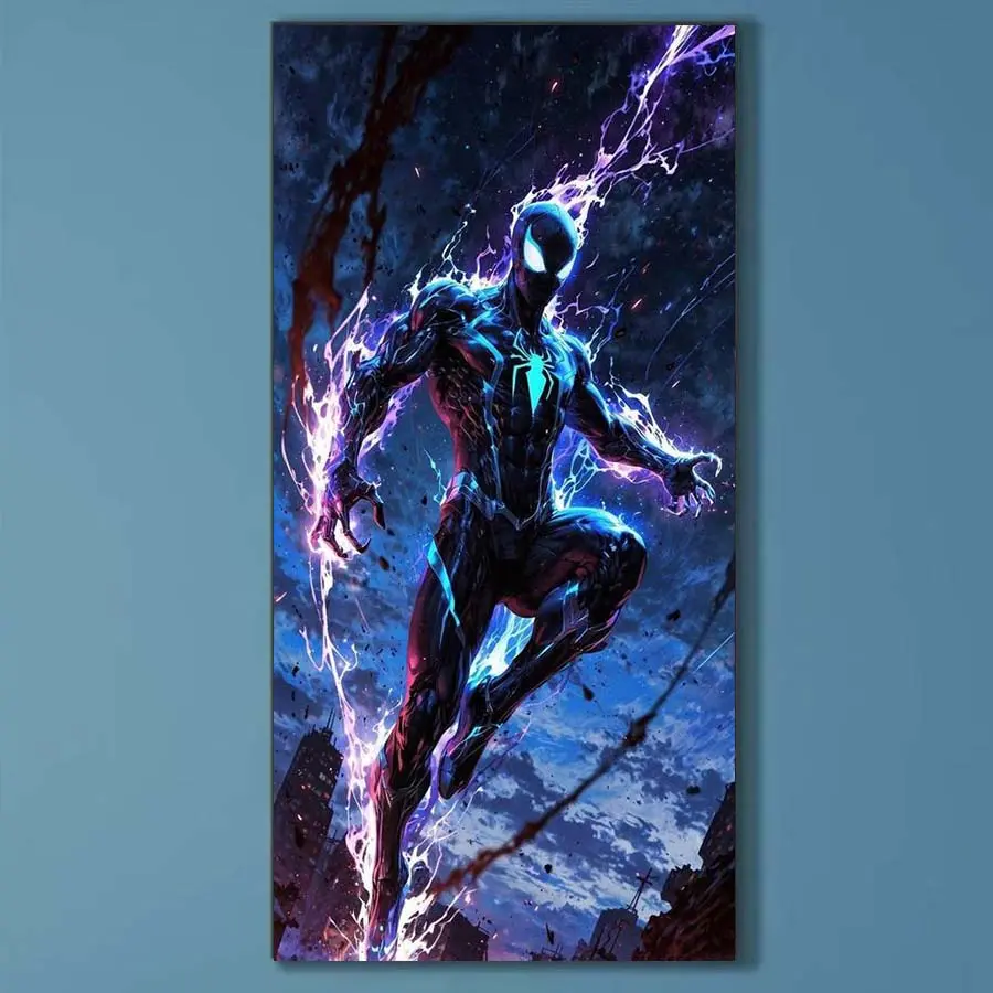 5D DIY Full Drill Round Diamond Painting - Diamond Painting Kit Superhero Spider Mosaic Canvas DIY Wall Art, Home Wall Decoration Neon Craft DIY Kits