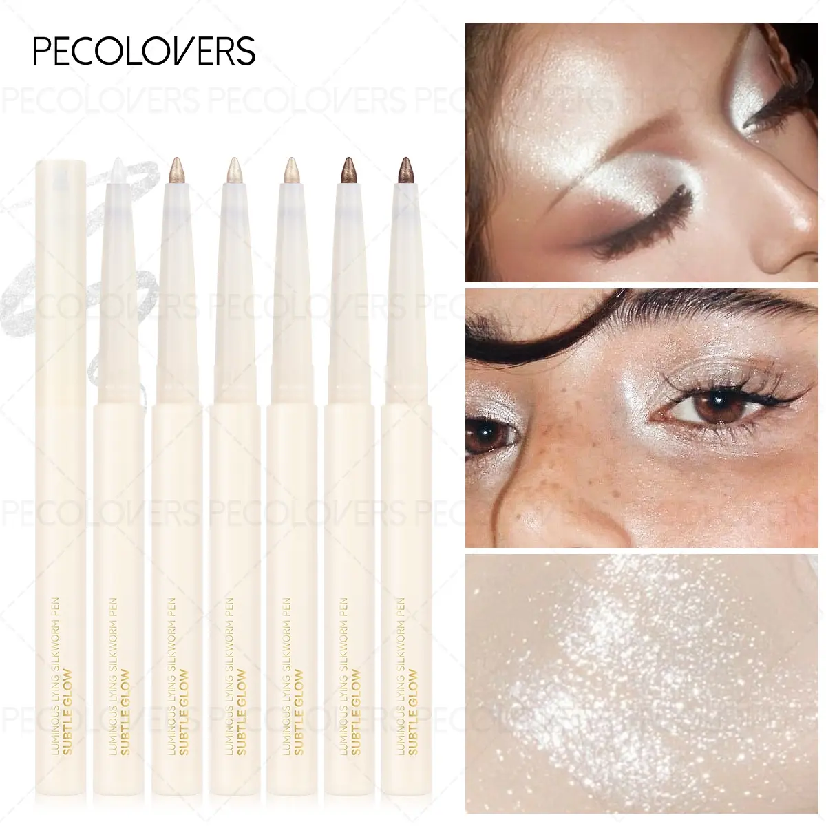 6pcs/ set Shiny Lying Silkworm Eyeliner Pencil Glitter Nature Brightens Highlighter Eyeliner Eyeshadow Pen Long-lasting Eye Korean Makeup