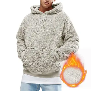 Mens Fuzzy Sherpa Pullover Hoodie Sweatshirts Long Sleeve Sport Front Pocket Military Fall Outwear Winter Hooded ZD0281 Menswear Sweaters