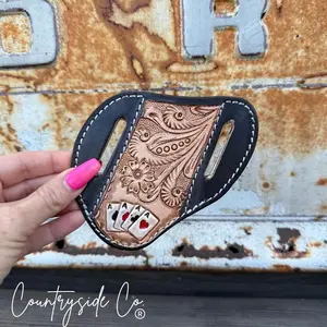 Gambler Tooled Leather Knife Sheath by Countryside Co.