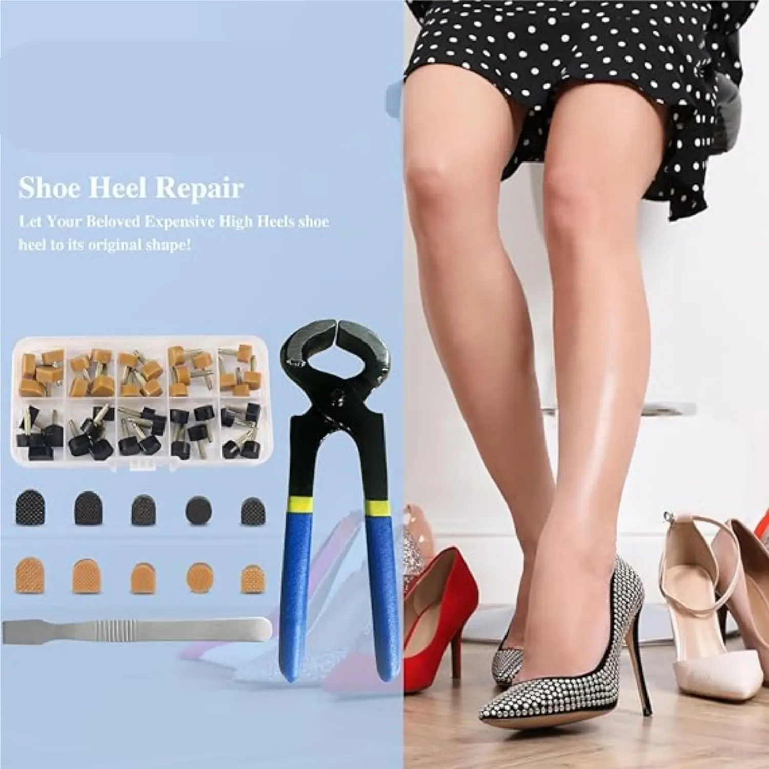 20Pairs High Heel Replacement Tips, Shoe Heel Repair - Heel Caps Shoe Heel Repair Kit for Women's Shoes, 5 sizes - Home Improvement.