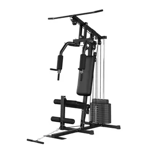 Multi-Functional Home Gym System for Full Body Strength Training, Heavy Duty Workout Machine with 100LBS Weight Stack, Multi-Station Weight Bench Press High Pulley Seated Row Leg Extension for Garage Gym Fitness Equipment