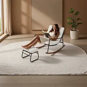 Rocking Chair with Footrest,Recliner Chair with Soft Cusion and Backrest,Solid Wood Glider Rocking Chair with Arm,Lounge Chair for Living Room, Bedroom,Office,White lash eames birthing